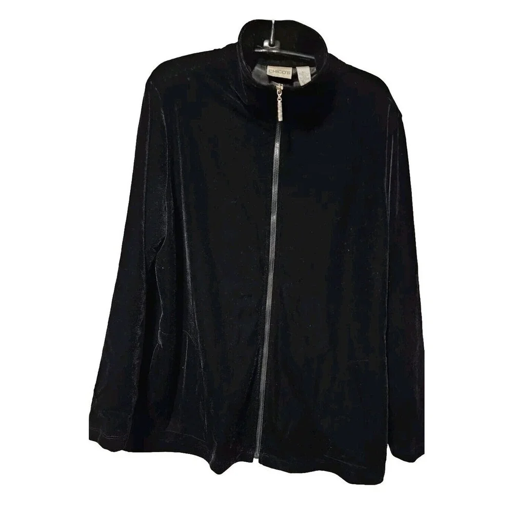 CHICO'S Black Long Sleeve Zip up Women Jacket Size 2 Very Soft